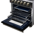 Forno Massimo 30-Inch Freestanding Gas Range with 4 Burners and 4.32 Cu. Ft. Convection Oven in Black with Antique Brass Handle (FFSGS6239-30BLK)