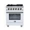 Forno Massimo 30-Inch Freestanding Gas Range with 4 Burners and 4.32 Cu. Ft. Convection Oven in White with Antique Brass Handle (FFSGS6239-30WHT)