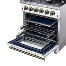 Forno Massimo 30-Inch Freestanding Gas Range with 4 Burners and 4.32 Cu. Ft. Convection Oven in White with Antique Brass Handle (FFSGS6239-30WHT)