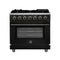 Forno Massimo 36-Inch Freestanding Gas Range with 6 Burners &  5.36 Cu.Ft. Convection Oven in Black with Antique Brass Handle (FFSGS6239-36BLK)