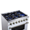 Forno Massimo 36-Inch Freestanding Gas Range with 6 Burners &  5.36 Cu.Ft. Convection Oven in White with Antique Brass Handle (FFSGS6239-36WHT)