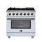 Forno Massimo 36-Inch Freestanding Gas Range with 6 Burners &  5.36 Cu.Ft. Convection Oven in White with Antique Brass Handle (FFSGS6239-36WHT)