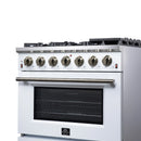 Forno Massimo 36-Inch Freestanding Gas Range with 6 Burners &  5.36 Cu.Ft. Convection Oven in White with Antique Brass Handle (FFSGS6239-36WHT)