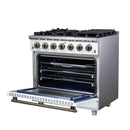 Forno Massimo 36-Inch Freestanding Gas Range with 6 Burners &  5.36 Cu.Ft. Convection Oven in White with Antique Brass Handle (FFSGS6239-36WHT)