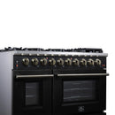 Forno Massimo 48-Inch Freestanding Gas Range with 8 Burners &  6.58 Cu.Ft. Convection Oven in Black with Antique Brass Handle (FFSGS6239-48BLK)