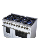 Forno Massimo 48-Inch Freestanding Gas Range with 8 Burners &  6.58 Cu.Ft. Convection Oven in White with Antique Brass Handle (FFSGS6239-48WHT)