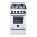 Forno Lamazze 20-Inch Freestanding Gas Range in White with Antique Brass Trim (FFSGS6265-20WHT)