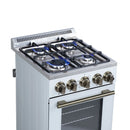 Forno Lamazze 20-Inch Freestanding Gas Range in White with Antique Brass Trim (FFSGS6265-20WHT)