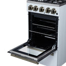 Forno Lamazze 20-Inch Freestanding Gas Range in White with Antique Brass Trim (FFSGS6265-20WHT)
