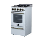 Forno Lamazze 20-Inch Freestanding Gas Range in White with Antique Brass Trim (FFSGS6265-20WHT)
