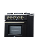 Forno Breno 24-Inch Freestanding Gas Range in Black with Antique Brass (FFSGS6290-24BLK)