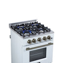 Forno Breno 24-Inch Freestanding Gas Range in White with Antique Brass (FFSGS6290-24WHT)