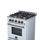 Forno Breno 24-Inch Freestanding Gas Range in White with Antique Brass (FFSGS6290-24WHT)