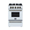 Forno Breno 24-Inch Freestanding Gas Range in White with Antique Brass (FFSGS6290-24WHT)
