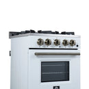 Forno Breno 24-Inch Freestanding Gas Range in White with Antique Brass (FFSGS6290-24WHT)