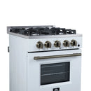Forno Breno 24-Inch Freestanding Gas Range in White with Antique Brass (FFSGS6290-24WHT)