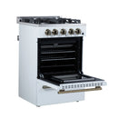 Forno Breno 24-Inch Freestanding Gas Range in White with Antique Brass (FFSGS6290-24WHT)