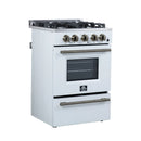 Forno Breno 24-Inch Freestanding Gas Range in White with Antique Brass (FFSGS6290-24WHT)
