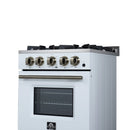 Forno Breno 24-Inch Freestanding Gas Range in White with Antique Brass (FFSGS6290-24WHT)