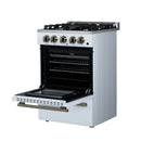 Forno Breno 24-Inch Freestanding Gas Range in White with Antique Brass (FFSGS6290-24WHT)