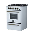 Forno Breno 24-Inch Freestanding Gas Range in White with Antique Brass (FFSGS6290-24WHT)