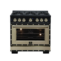 Forno Ambassador 36-Inch Gas Range in Black with 6 Sealed Burners, 71,000 BTU Cooktop Output, 5.2 Cu.Ft. Convection Oven, Telescopic Racks (FFSGS6299-36CPBLK)