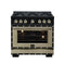 FORNO Valente 36-Inch Gas Range in Black with Antique Brass Handle and Decorative Copper Trim, 5.2 Cu.Ft. Convection Oven, 6 Sealed Burnes, 71 000 BTU Cooktop Output, Telescopic Racks (FFSGS6299-36CPBLK)