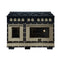 FORNO Valente 48-Inch Gas Range in Black with Antique Brass Handle and Decorative Copper Trim, 6.7 Cu. Ft. Double Oven, 8 Sealed Burners, 94 000 BTU Cooktop Output, Telescopic Racks ( FFSGS6299-48CPBLK)