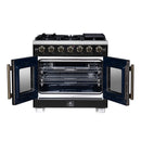 Forno Capriasca 36-Inch Freestanding French Door Gas Range with 6 Burners and 5.36 Cu.Ft. Convection Oven in Black with Antique Brass Handle (FFSGS6460-36BLK)