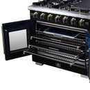 Forno Capriasca 36-Inch Freestanding French Door Gas Range with 6 Burners and 5.36 Cu.Ft. Convection Oven in Black with Antique Brass Handle (FFSGS6460-36BLK)