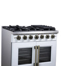 Forno Capriasca 36-Inch Freestanding French Door Gas Range with 6 Burners and 5.36 Cu.Ft. Convection Oven in White with Antique Brass Handle (FFSGS6460-36WHT)