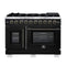 Forno Capriasca 48-Inch Freestanding French Door Gas Range with 8 Burners and 6.58 Cu.Ft. Convection Oven in Black with Antique Brass Handle (FFSGS6460-48BLK)