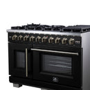 Forno Capriasca 48-Inch Freestanding French Door Gas Range with 8 Burners and 6.58 Cu.Ft. Convection Oven in Black with Antique Brass Handle (FFSGS6460-48BLK)