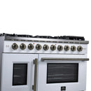 Forno Capriasca 48-Inch Freestanding French Door Gas Range with 8 Burners and 6.58 Cu.Ft. Convection Oven in White with Antique Brass Handle (FFSGS6460-48WHT)