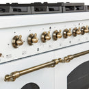 Forno 4-Piece Appliance Package - 48-Inch Gas Range, 60-Inch Refrigerator, Dishwasher, & 24-Inch Microwave Oven in White with Antique Brass Handle