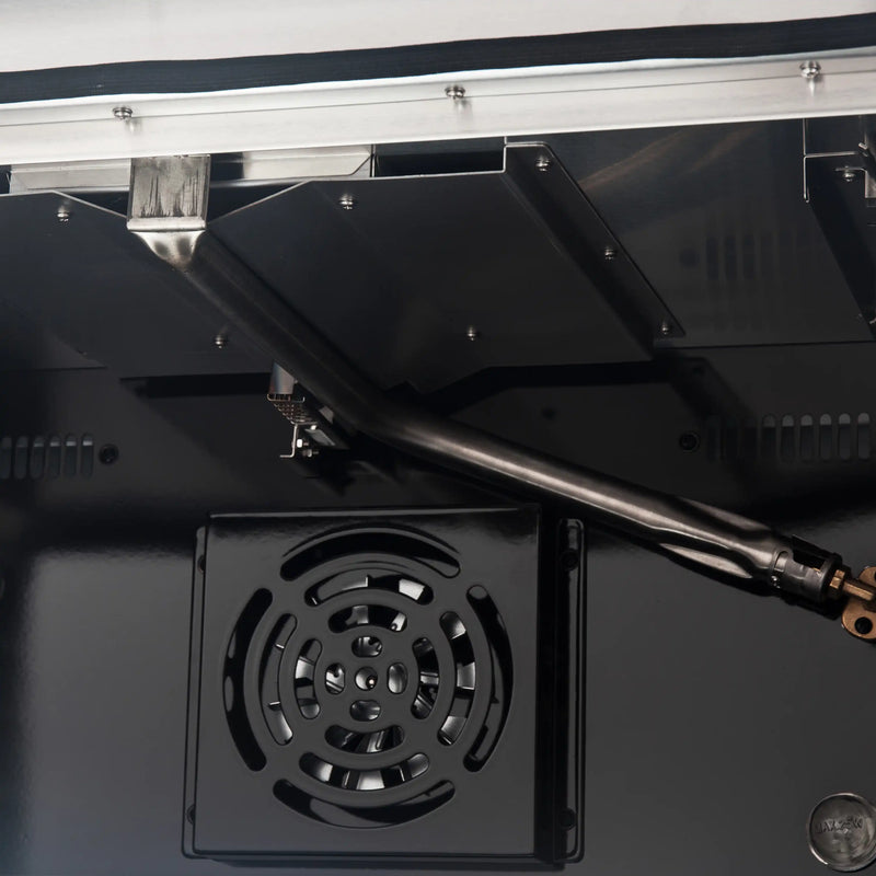 Forno 4-Piece Appliance Package - 36-Inch Gas Range, Wall Mount Range Hood, 60-Inch Built-In Convertible Refrigerator, and Dishwasher in White with Antique Brass Trim