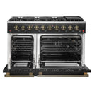 Forno 4-Piece Appliance Package - 48-Inch Gas Range, 60-Inch Convertible Refrigerator with Modern Trim, Dishwasher, and 24-Inch Microwave Drawer in Black with Antique Brass Handle