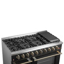Forno Galiano 48-Inch Gas Range with 8 Burners and  6.58 Cu.Ft. Double Convection Oven in Black with Antique Brass Trim (FFSGS6244-48BLK)