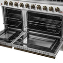 Forno 4-Piece Appliance Package - 48-Inch Gas Range, Wall Mount Range Hood, 60-Inch Built-In Convertible Refrigerator, and Dishwasher in White with Antique Brass Handle