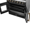 Forno Galiano 36-Inch French Door Gas Range with 6 Burners and 5.36 Cu.Ft. Convection Oven in Black with Antique Brass Trim (FFSGS6444-36BLK)