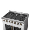 Forno Galiano 36-Inch French Door Gas Range with 6 Burners and 5.36 Cu.Ft. Convection Oven in White with Antique Brass Trim (FFSGS6444-36WHT)