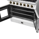 Forno Galiano 36-Inch French Door Gas Range with 6 Burners and 5.36 Cu.Ft. Convection Oven in White with Antique Brass Trim (FFSGS6444-36WHT)