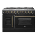 Forno Galiano 48-Inch French Door Gas Range with 8 Burners and 6.58 Cu. Ft. Convection Oven in Black with Antique Brass Trim (FFSGS6444-48BLK)