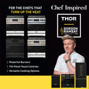 Gordon Ramsay by Thor Kitchen 3-Piece Appliance Package - 36-Inch Gas Range with Liquid Propane Kit, Tilt Panel, 36-Inch Refrigerator, and Dishwasher in Stainless Steel with Rose Gold Trim