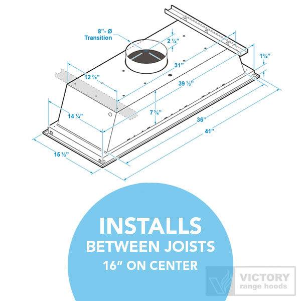 Victory Horizon 41-Inch 900 CFM Flush Ceiling Range Hood in White (HORIZON-WH)