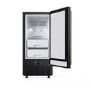 Forno Cristallo 15-Inch 66 lb/Day Freestanding/Undercounter Nugget Ice Maker in Black with Antique Brass Handle (FIMBI7307-15BLK)