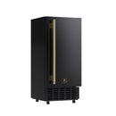 Forno Cristallo 15-Inch 66 lb/Day Freestanding/Undercounter Nugget Ice Maker in Black with Antique Brass Handle (FIMBI7307-15BLK)