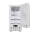 Forno Cristallo 15-Inch 66 lb/Day Freestanding/Undercounter Nugget Ice Maker in White with Antique Brass Handle (FIMBI7307-15WHT)