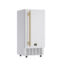 Forno Cristallo 15-Inch 66 lb/Day Freestanding/Undercounter Nugget Ice Maker in White with Antique Brass Handle (FIMBI7307-15WHT)