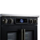 FORNO Maximus 30-Inch Induction Range with 4.32 Cu. Ft. Convection Oven, French Door, 4 Cooking Zones,  Air Sous Vide, Air Fry Basket in Black with Antique Brass Trim (FFSIN0932-30BLK)